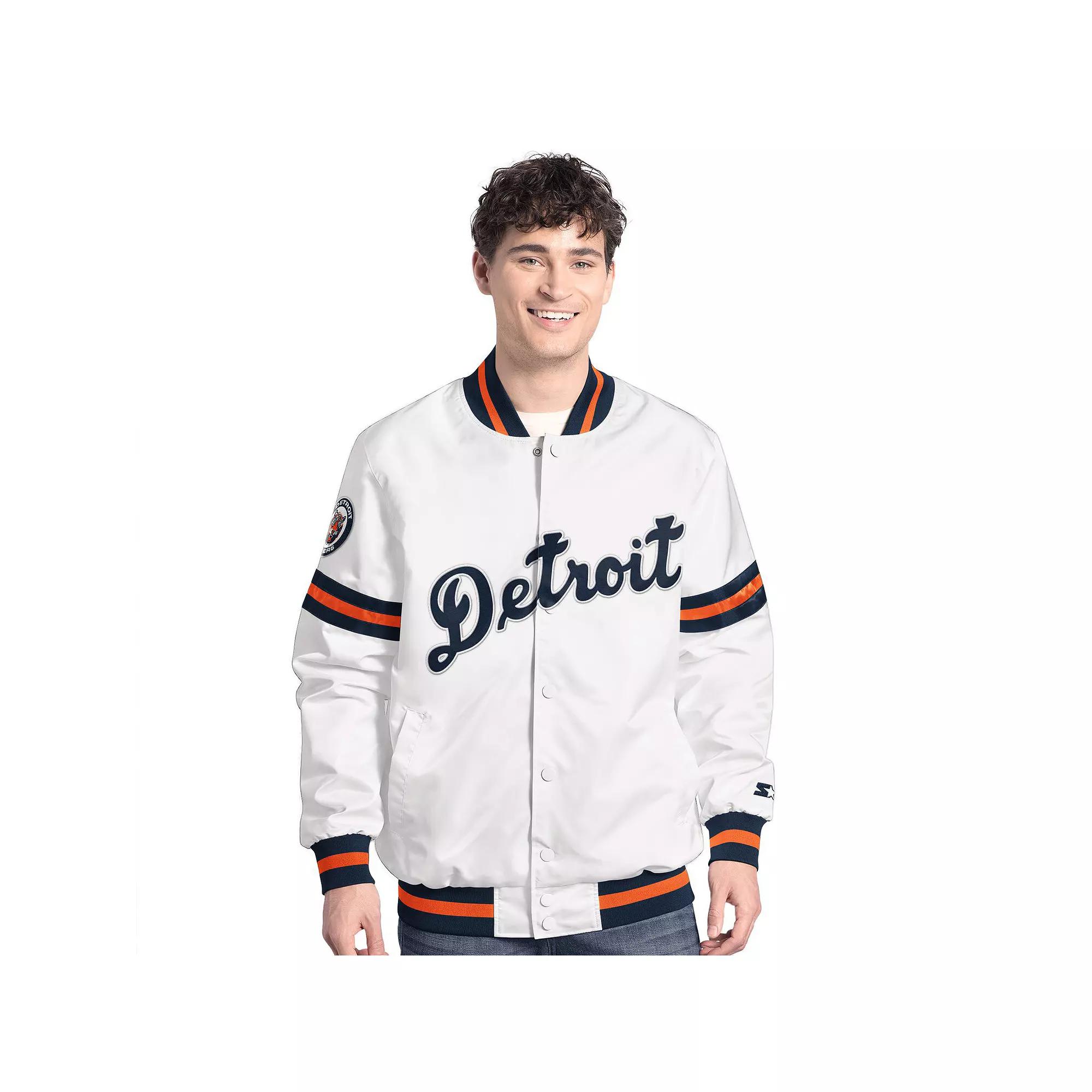 Men's Starter White Detroit Tigers Cooperstown Scout Full-Snap Varsity Jacket,  Product Image