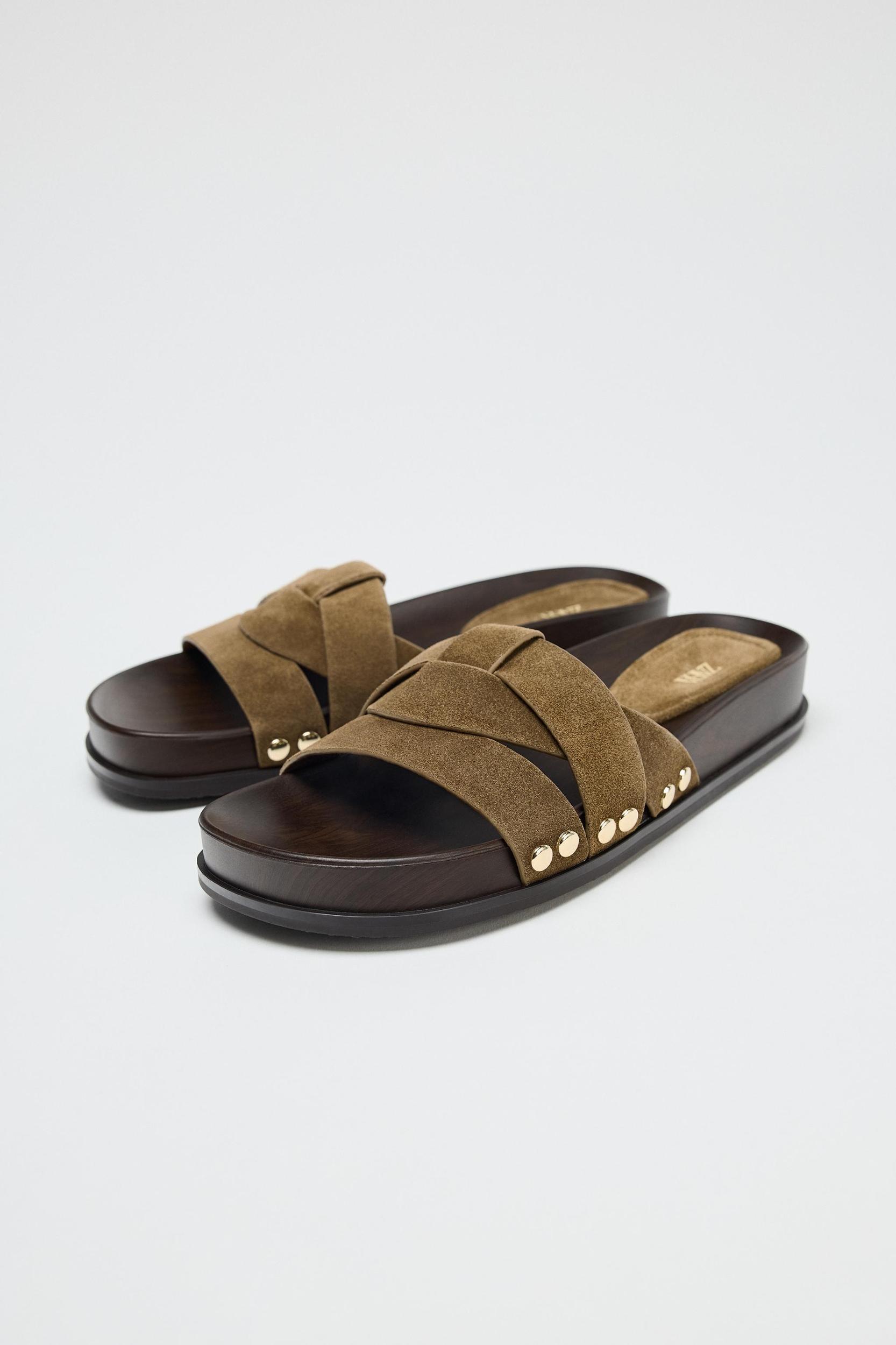 LEATHER PLATFORM SLIDES Product Image