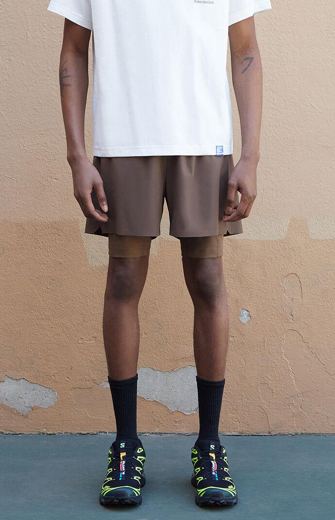 Active Brown Mesh Running Shorts Product Image