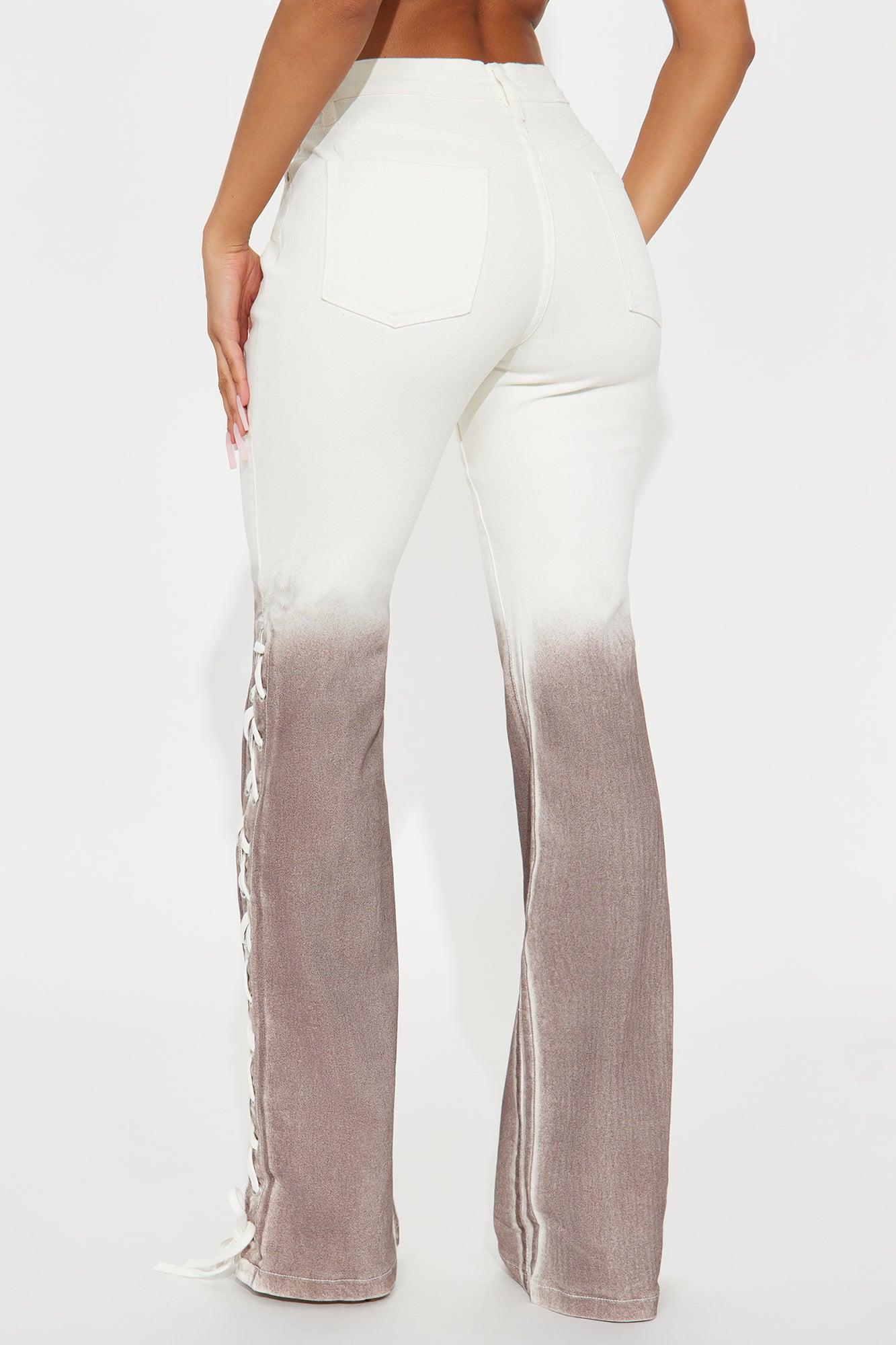 Voulez Vous Lace Up Flare Jeans - White Female Product Image