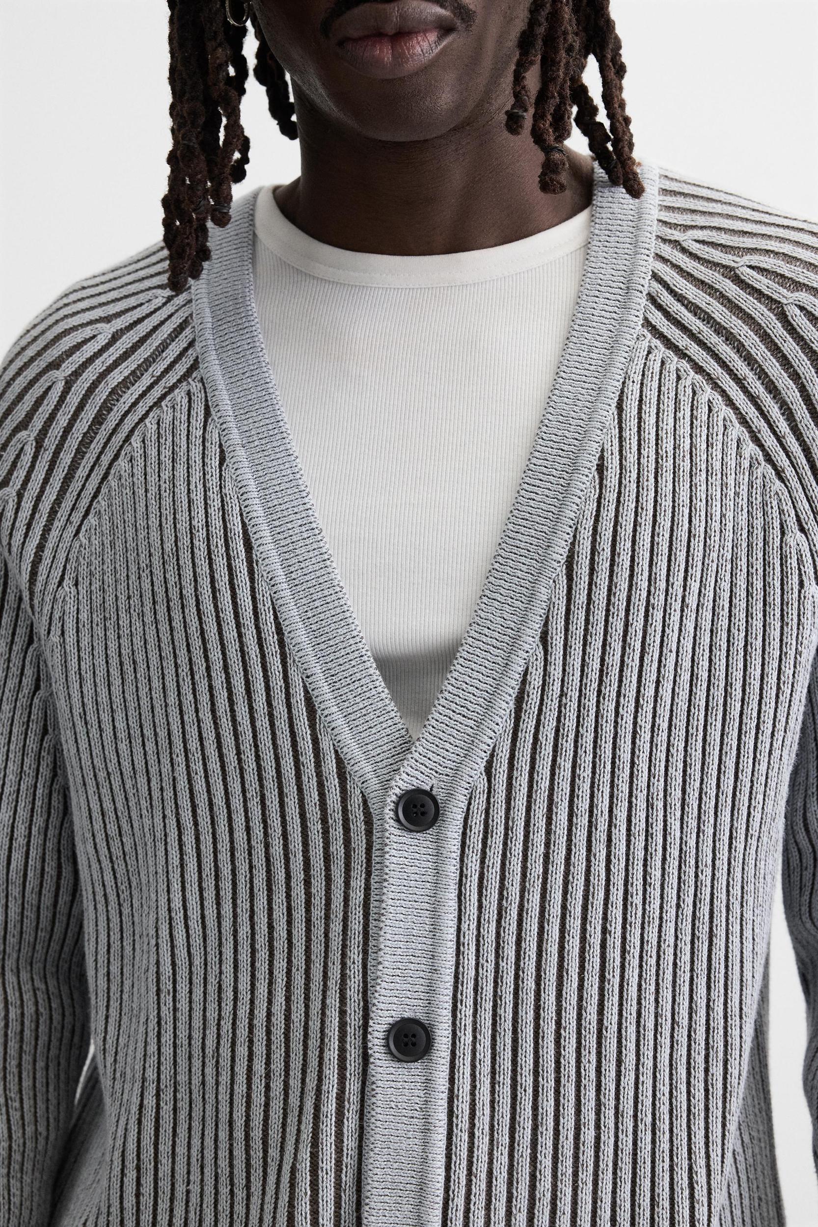 CONTRAST RIBBED CARDIGAN Product Image