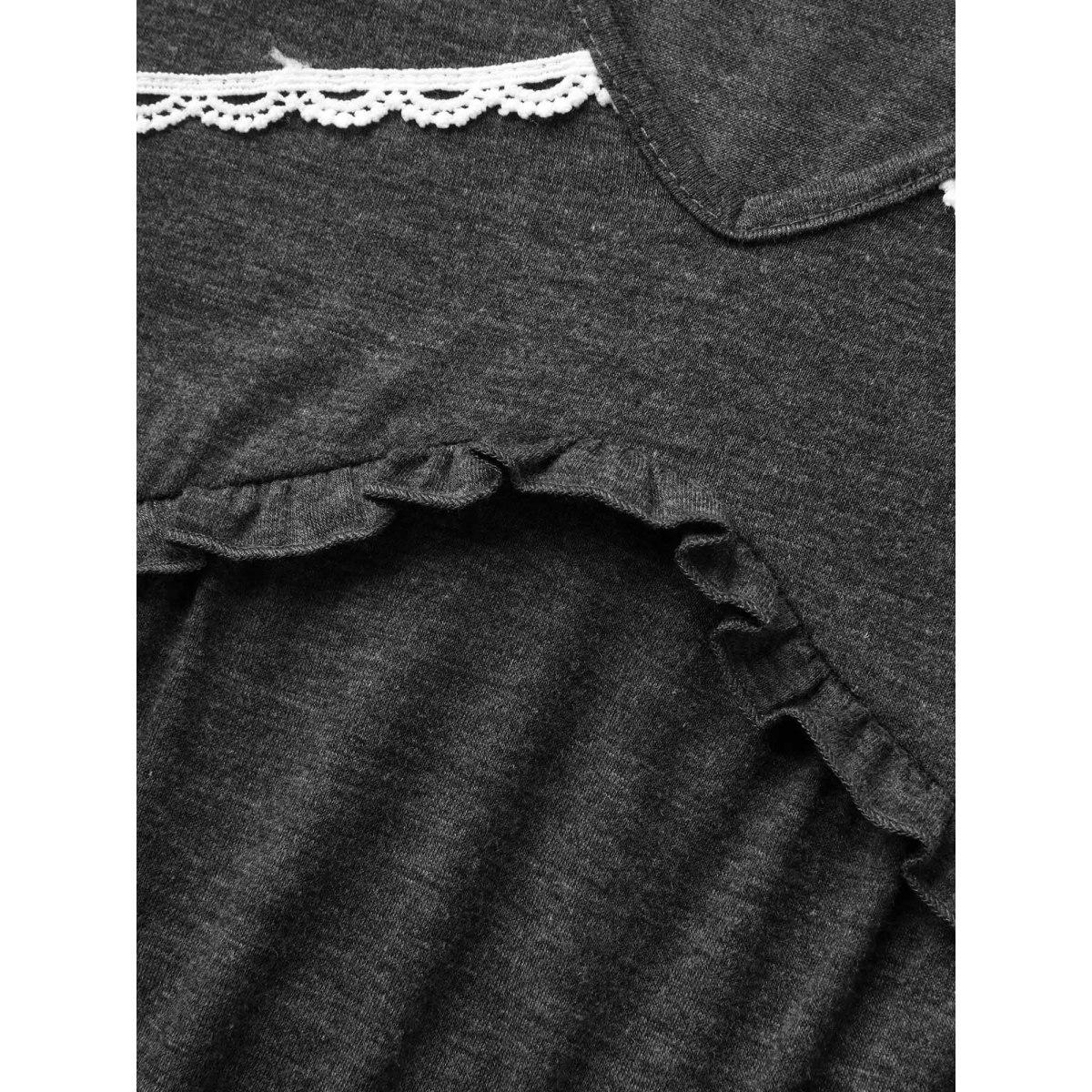Plus Size Lace Trim V-Neck Tank Top Women DimGray Leisure Wraparound straps V-neck Casual Tank Tops Camis BloomChic 14-16/1X Product Image