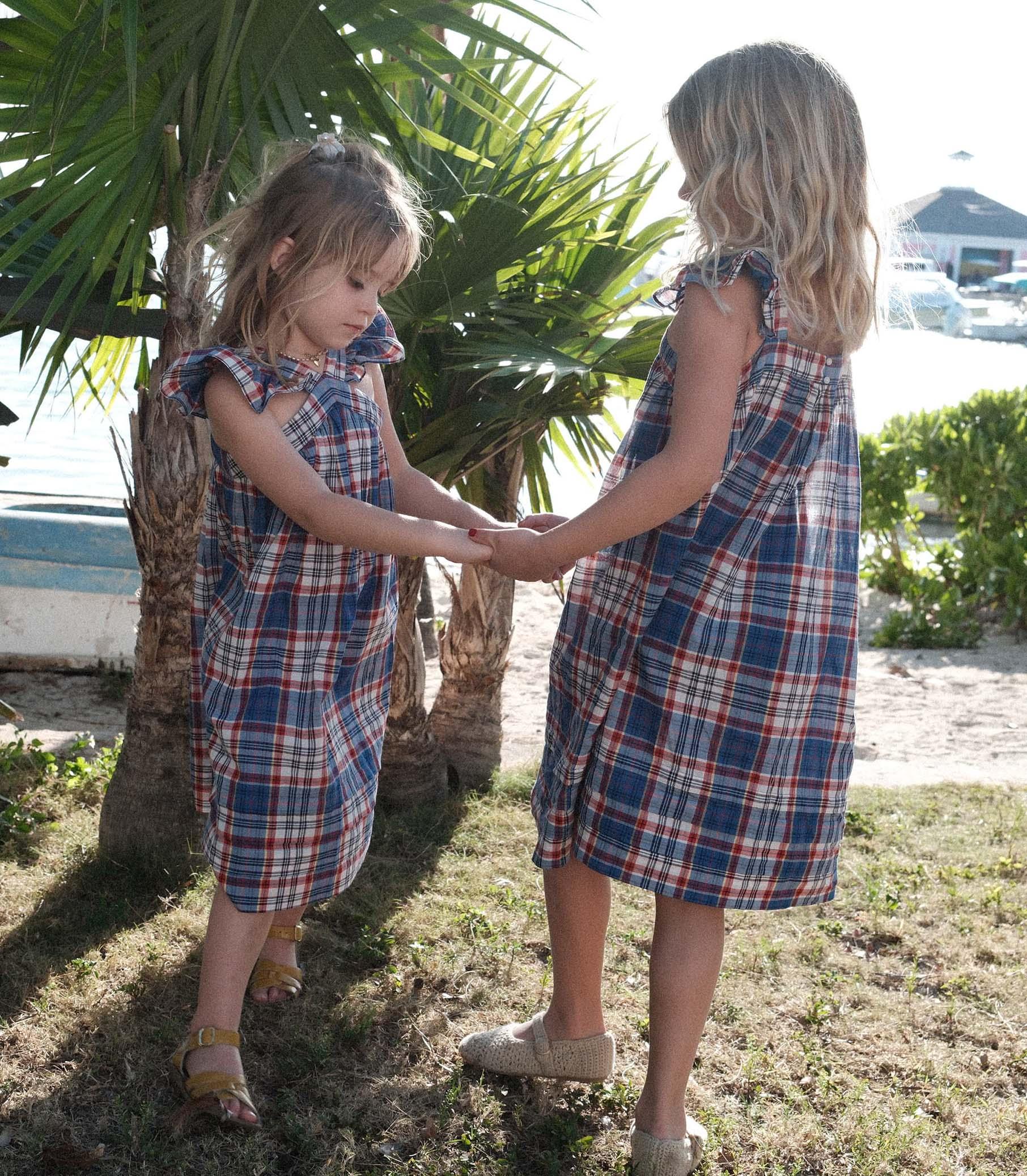 LITTLE NISHA DRESS -- COTE D’AZUR PLAID Product Image