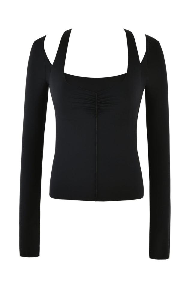 NERINA LONG SLEEVE TOP - BLACK Product Image