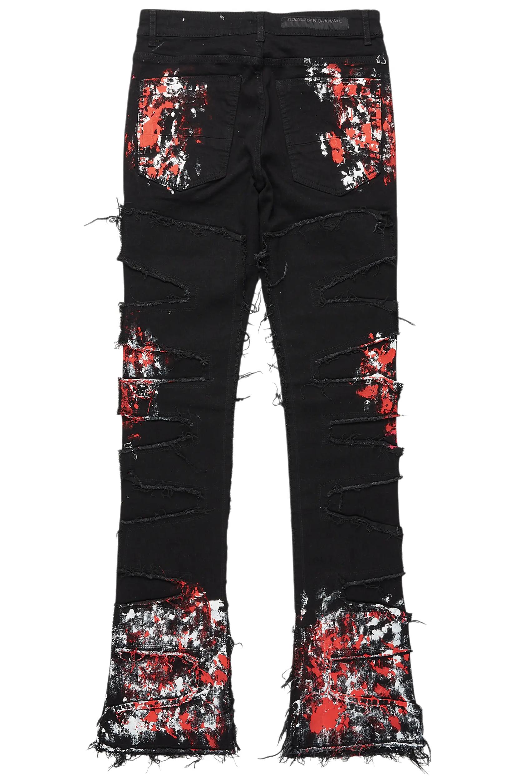 Kodak Black/Red Painter Stacked Flare Fringe Jean Male Product Image