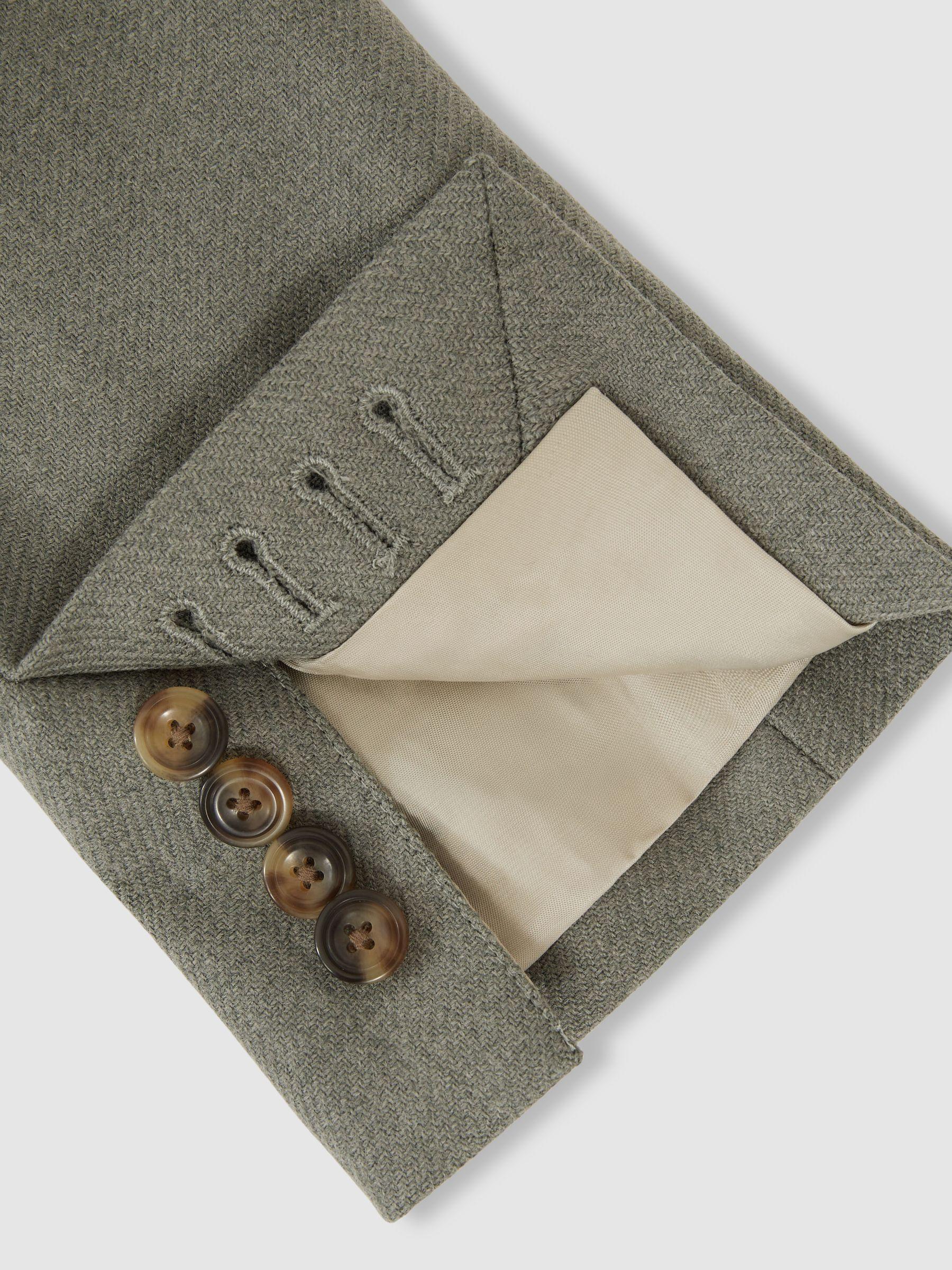 Wool-Blend Single-Breasted Blazer Slim-Fit in Sage Green Product Image