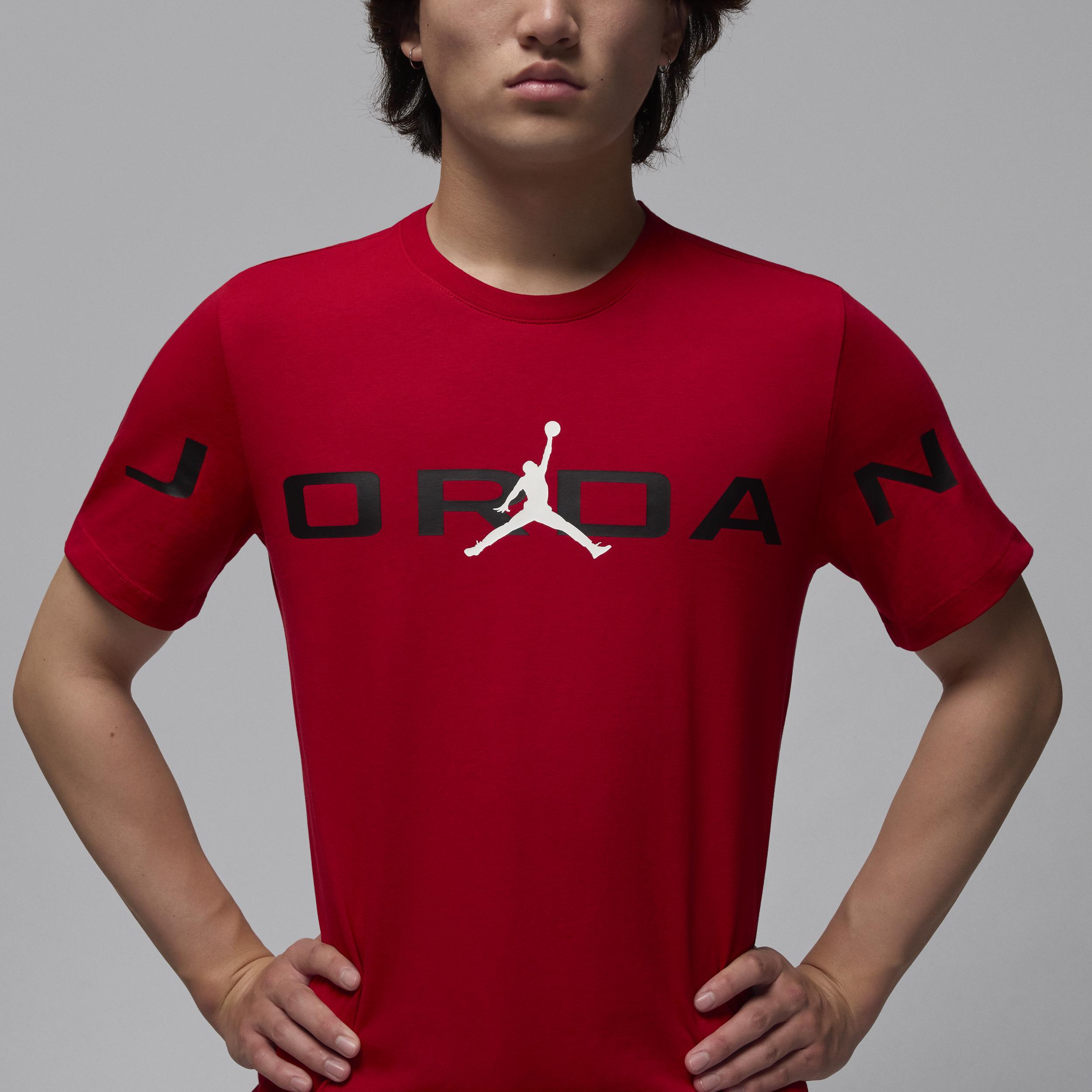 Jordan Mens Jordan Air Stretch Short Sleeve Crew - Mens Red/Black/White Product Image