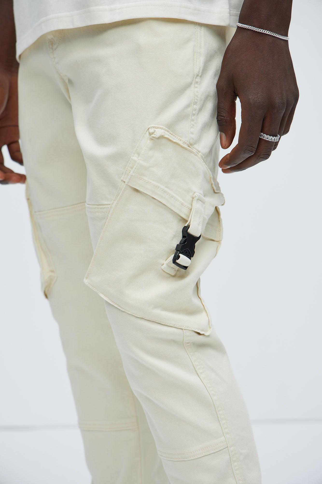 Hayes Stacked Skinny Cargo Pants - Cream Product Image