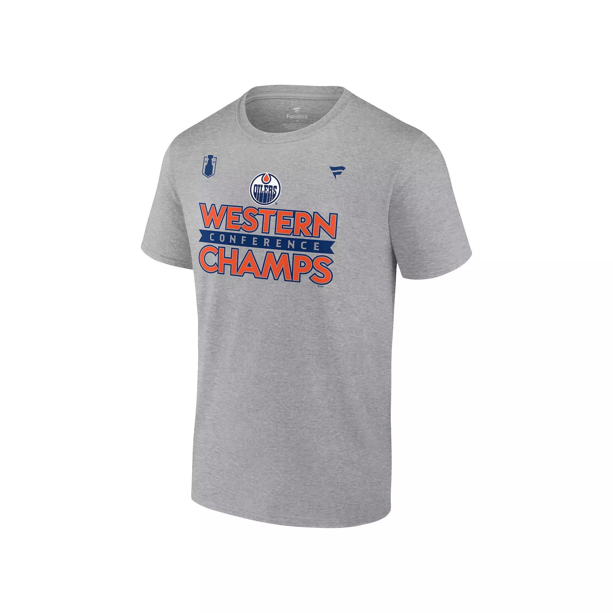 Men's Fanatics NHL Edmonton Oilers 2024 Conference Finals Champs Locker Room Tee, Size: 3XL, Oil Gray Product Image