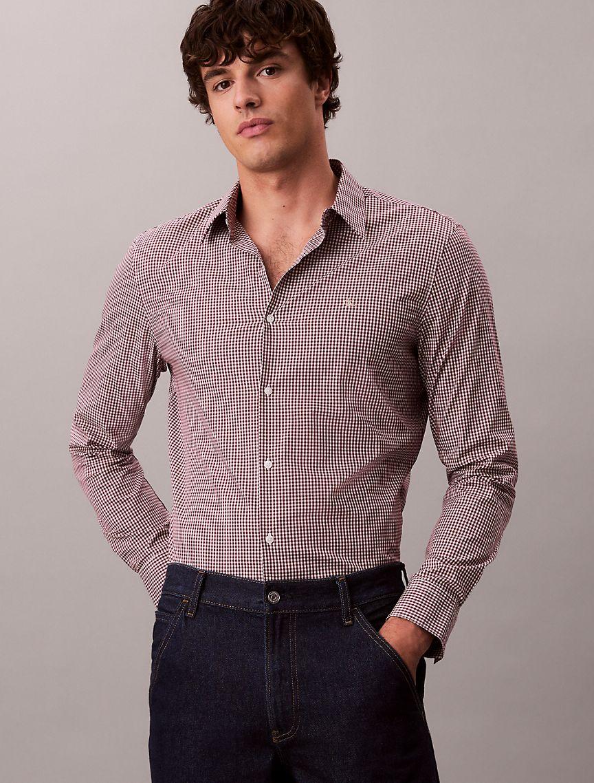 Gingham Slim Button-Down Shirt  Product Image