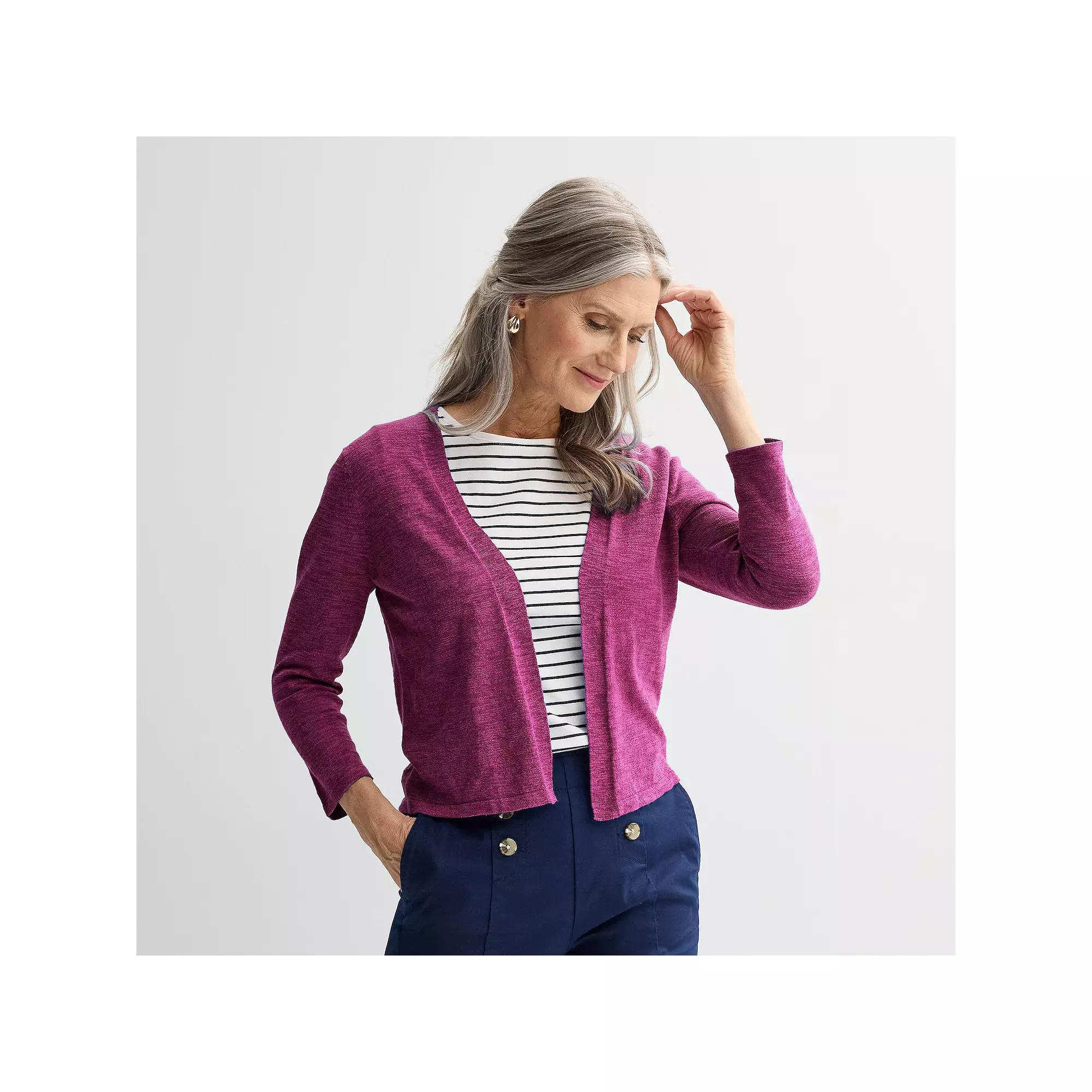 Petite Croft & Barrow® Open-Front Cardigan, Women's,  Product Image