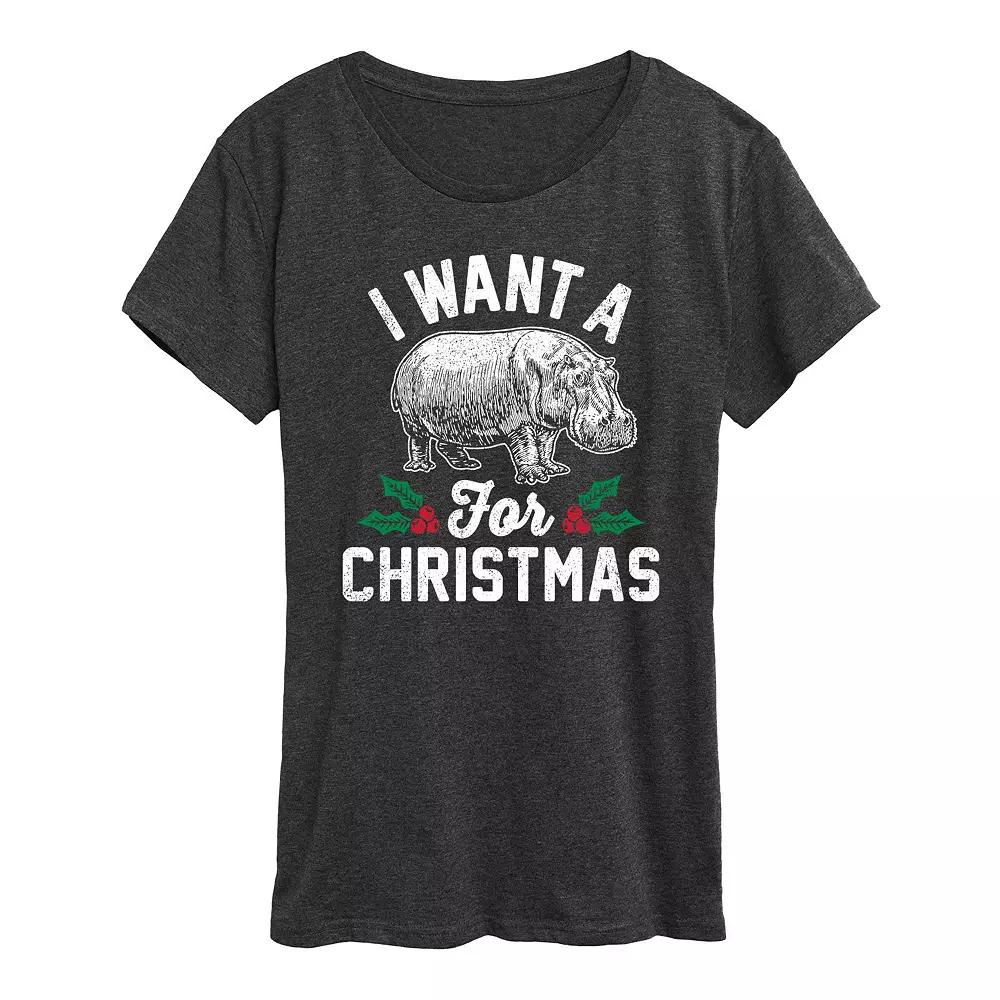 Women's I Want A Hippopotamus Graphic Tee, Girl's,  Product Image