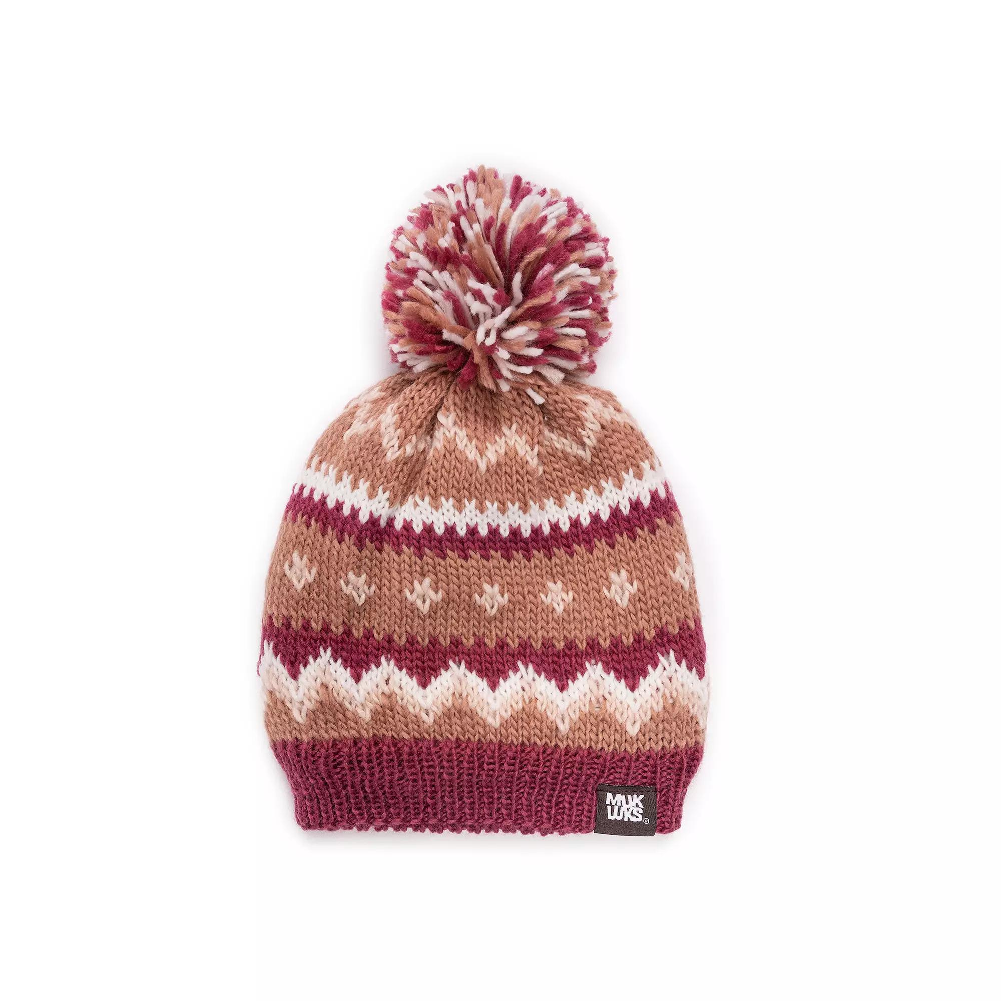 Women's MUK LUKS Cuff Knit Beanie, Canyon Pink Product Image