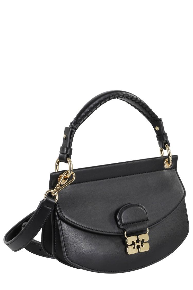 GANNI Womens Black Apo-g Mini Leather-blend Top-handle Bag Product Image