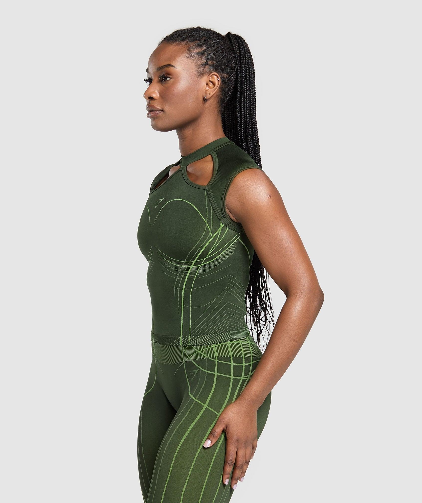 Gymshark Apex Seamless Midi T-Shirt - Trail Green/Energy Gelato Green Female Product Image