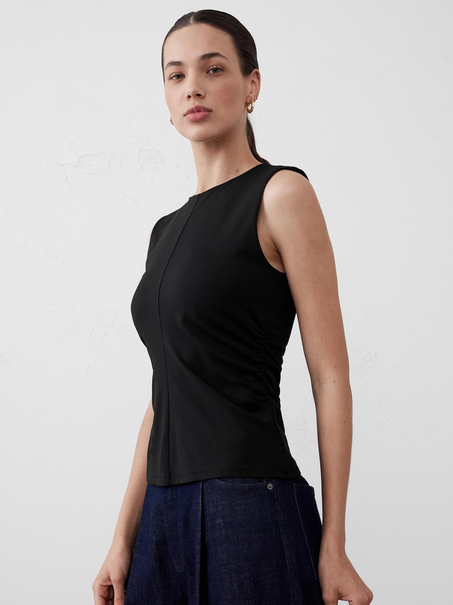 Shirred-Waist Ponte Top Product Image