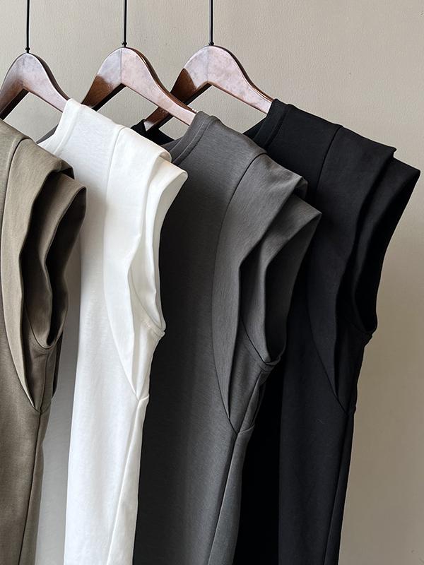 Loose Sleeveless Split-Joint Round-Neck T-Shirts Tops Product Image