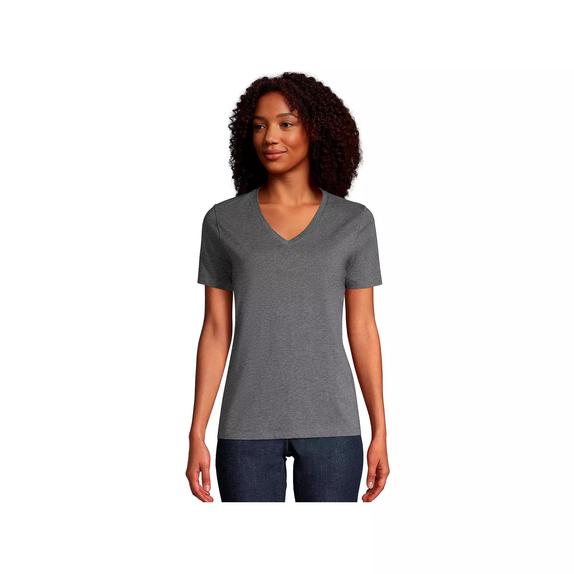 Petite Lands' End Relaxed-Fit Supima Cotton V-Neck Tee, Women's,  Product Image
