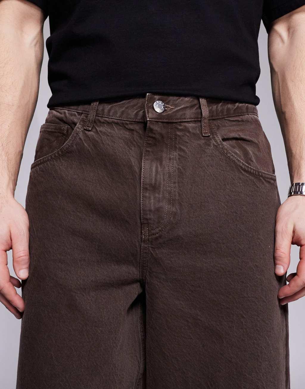 ASOS DESIGN super baggy pants in brown twill Product Image