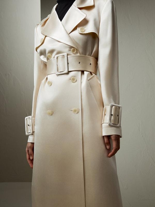 LILYSILK Female Wool Trench Coat Beige Wool-Silk Luxurious All Seasons Coat XL Product Image