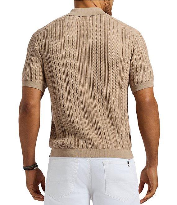 Buffalo David Bitton Wasko Textured Cable Knit Short Sleeve Polo Shirt Product Image