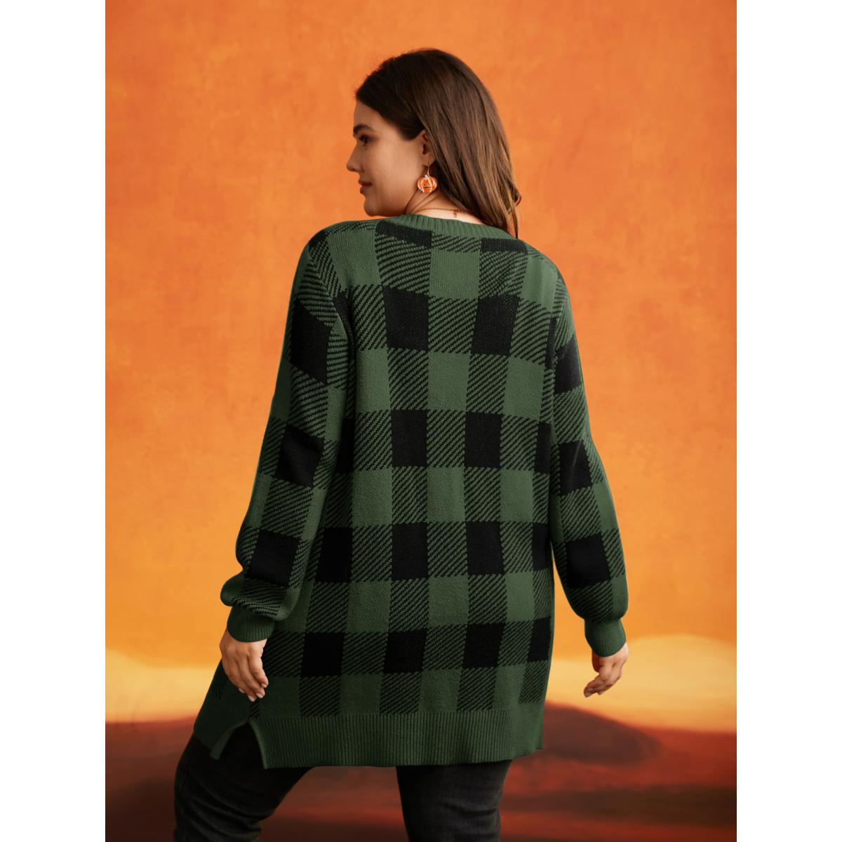 Plus Size Supersoft Essentials Plaid Open Cardigan Burgundy Women Leisure Loose Long Sleeve Casual Cardigans BloomChic 10/M Product Image