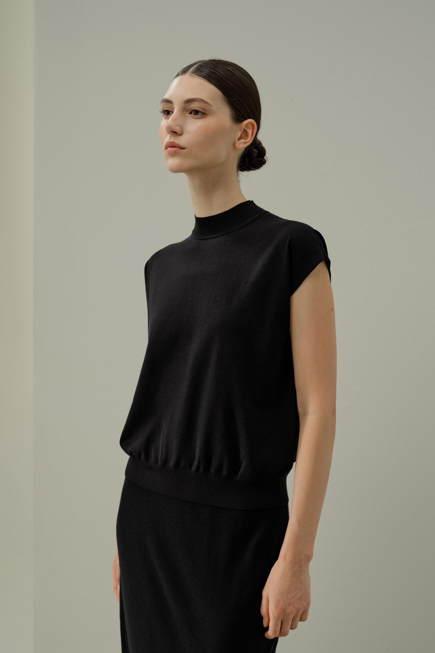 Mockneck Silk Cotton Blend Top Product Image