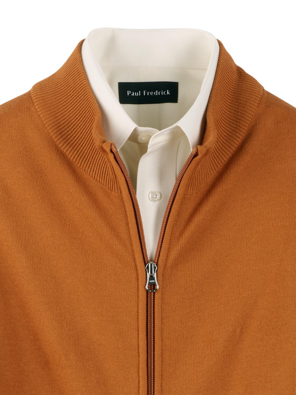 Cotton Full Zip Mock Neck Vest - Cognac Product Image