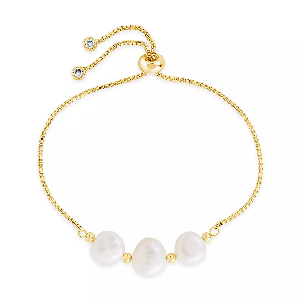 MC Collective Dyed Simulated Pearl Slider Bracelet, Women's, Size: 8", Gold Tone Product Image