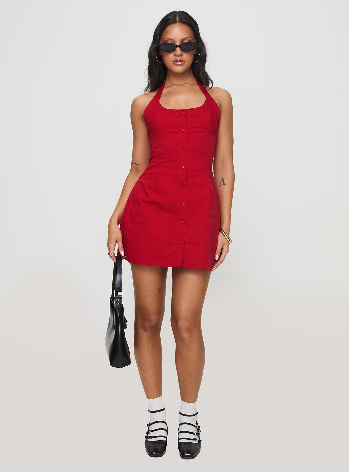 Mallorie Halter Mini Dress Red Product Image