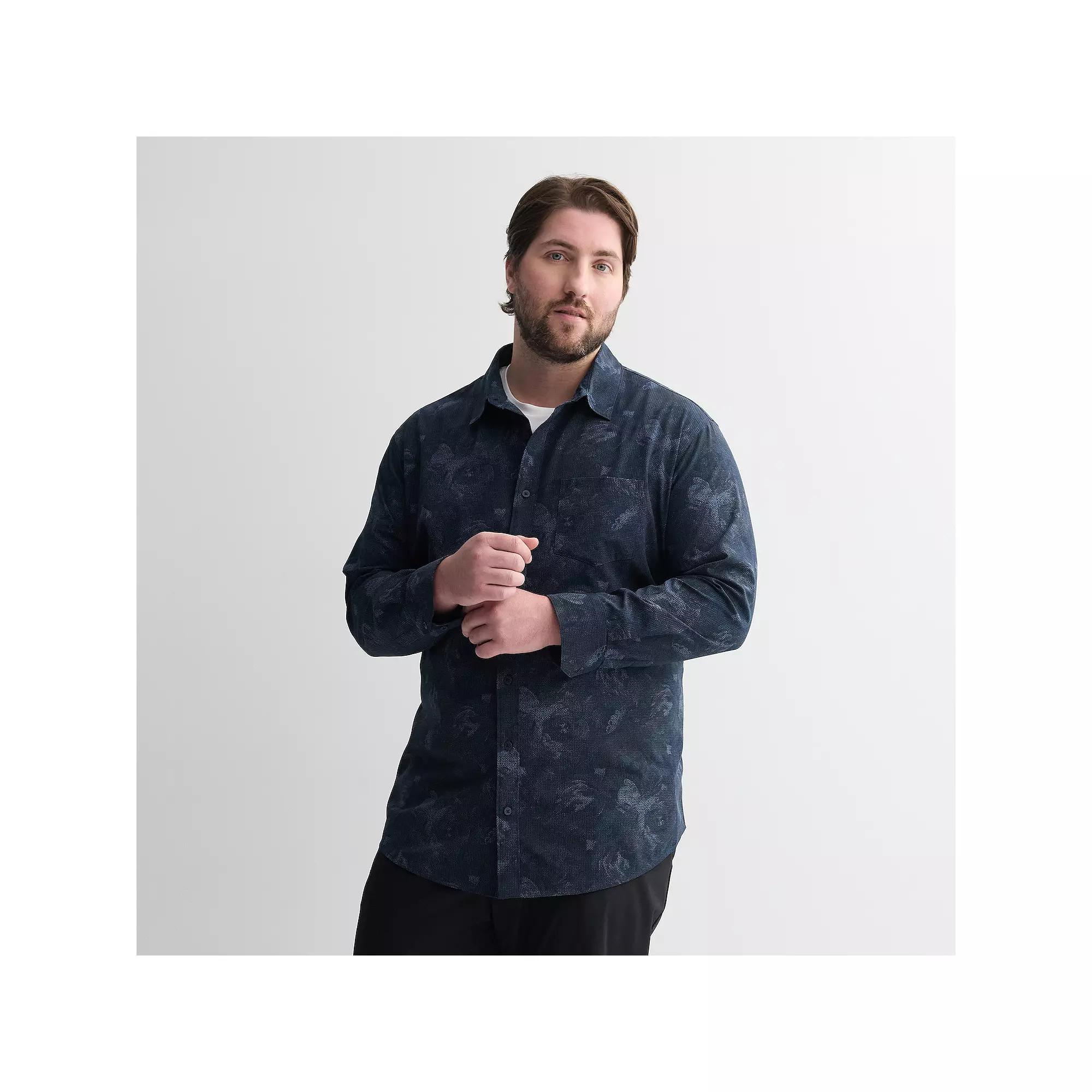 Big & Tall FLX Performance Untucked-Fit Long Sleeve Button Down Shirt, Men's,  Product Image