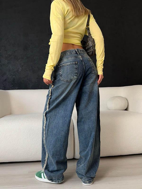 Long Sleeves Loose Solid Color Round-Neck T-Shirts Tops Product Image