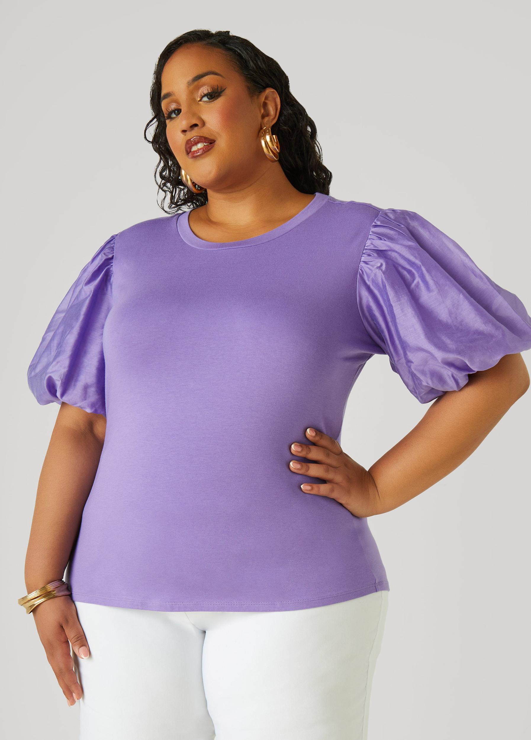 Plus Size Cotton Paneled Jersey Top Ashley Stewart Product Image