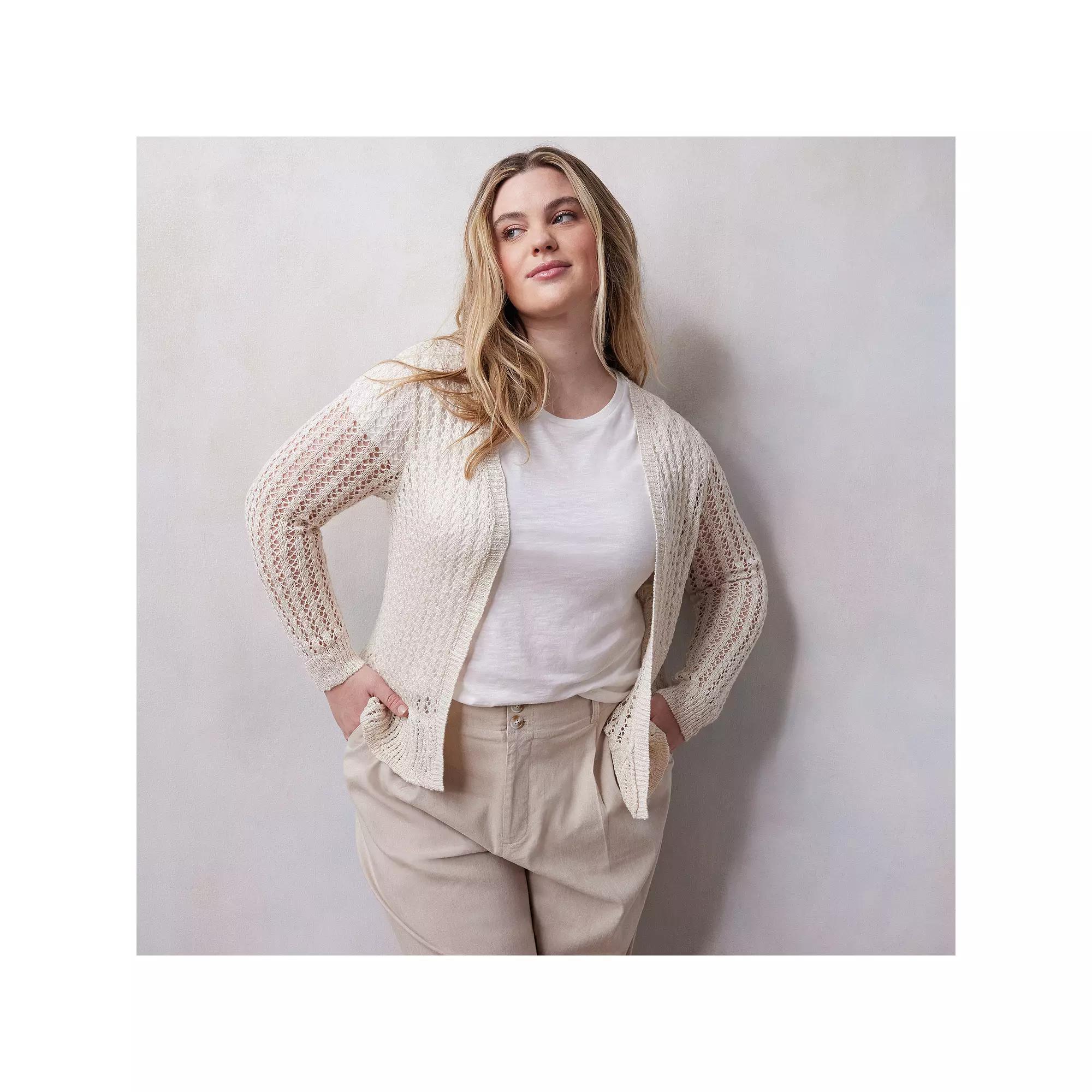 Plus Size LC Lauren Conrad Flounce Cardigan, Women's, Size: 2XL, Fusilli Product Image