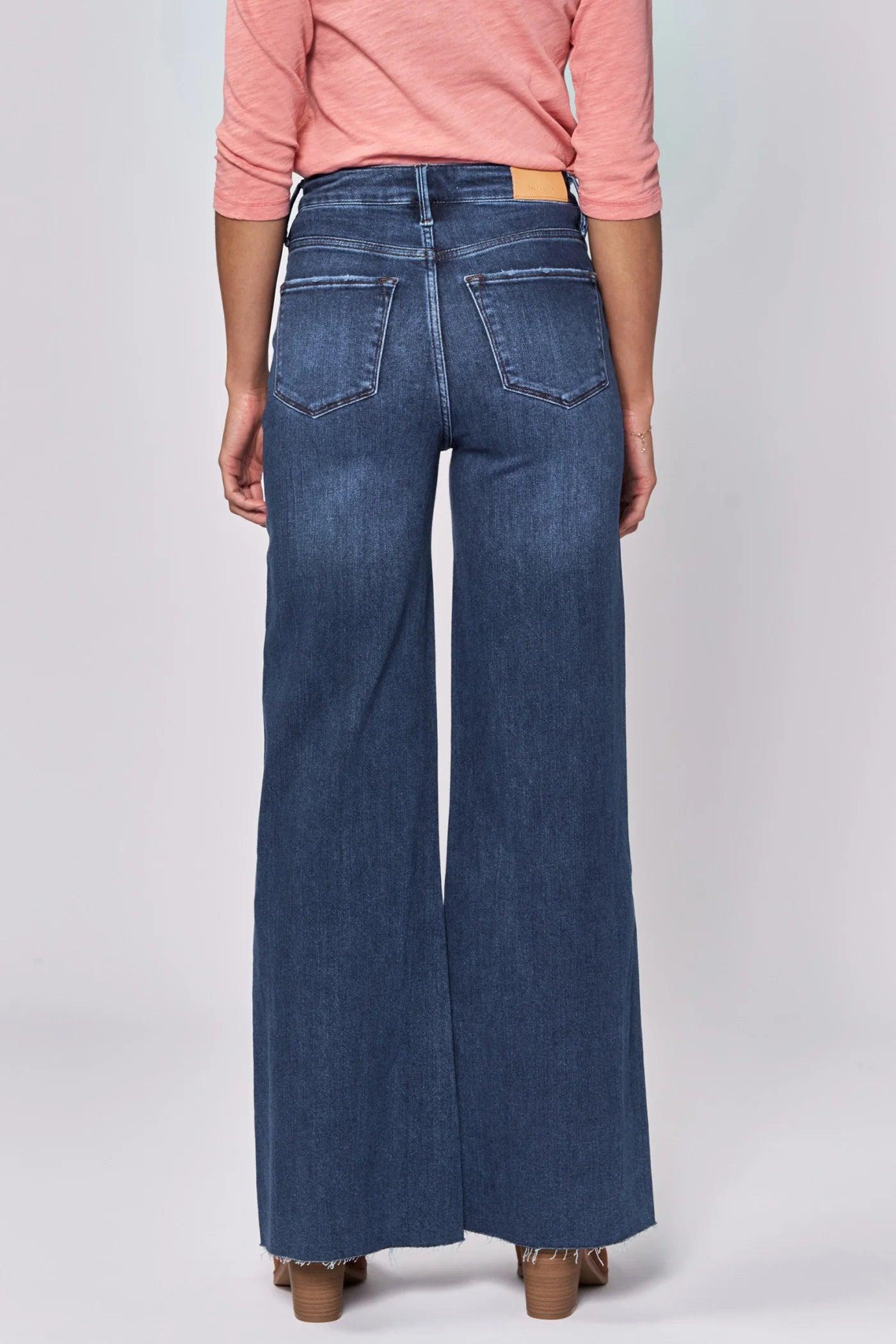 Fiona High Rise Wide Leg Flare Dark Wash Product Image