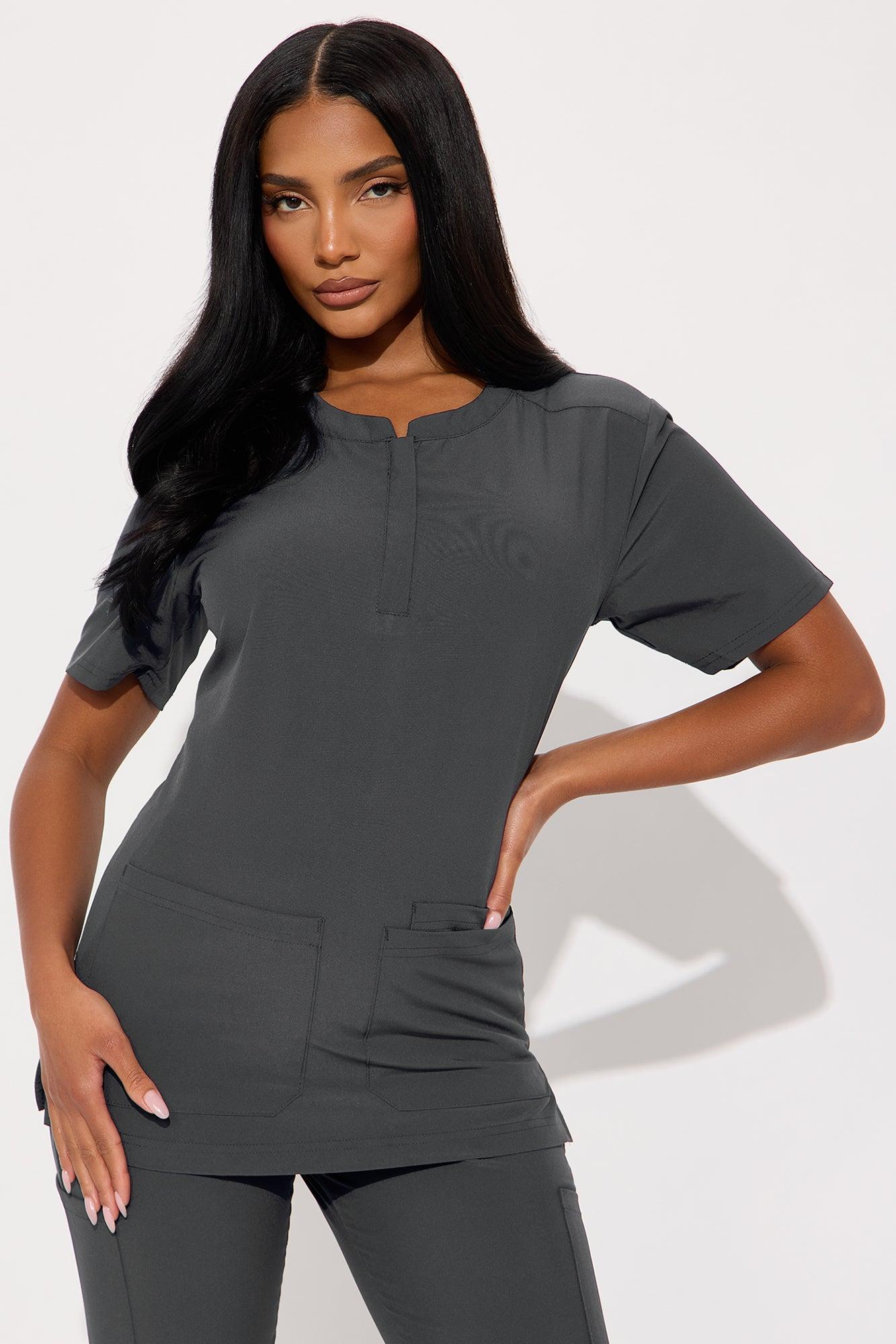 Daily Clock In 4 Way Stretch Uniform Scrub Jogger Set - Charcoal Female Product Image