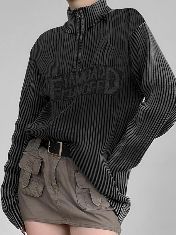 Street Letter Jacquard Half Zip Mock Neck Sweater Product Image