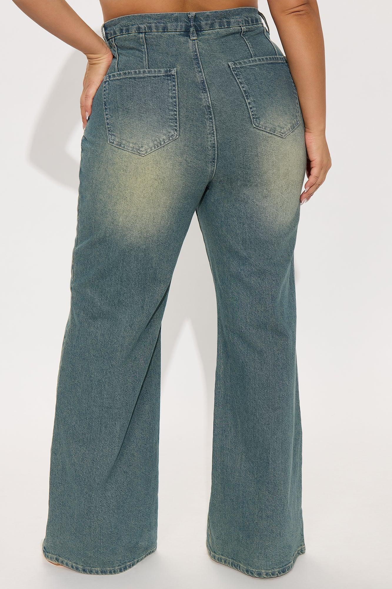 High Value Wide Leg Trouser Jeans - Vintage Wash Product Image