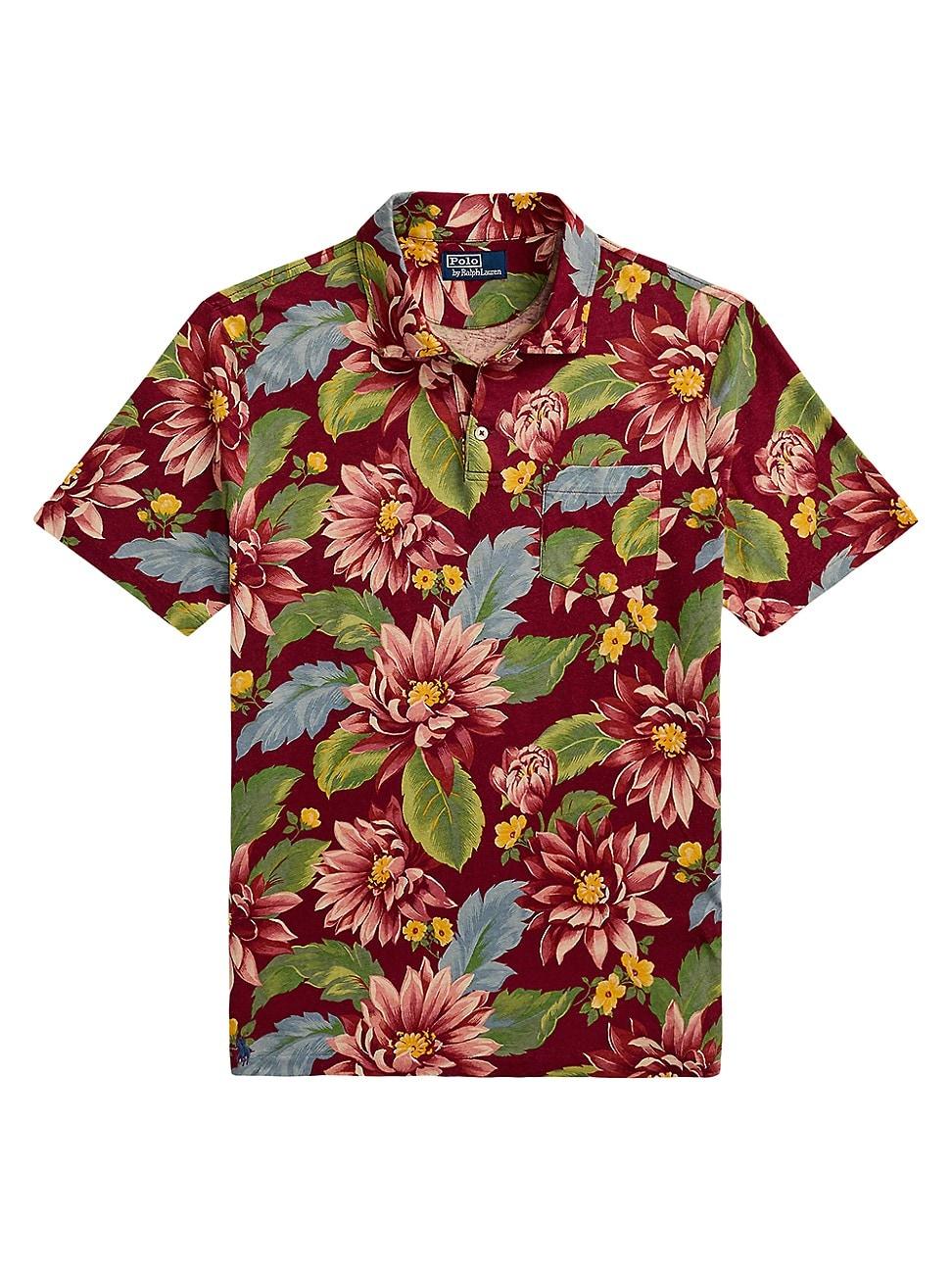 Mens Floral Jersey Polo Shirt Product Image