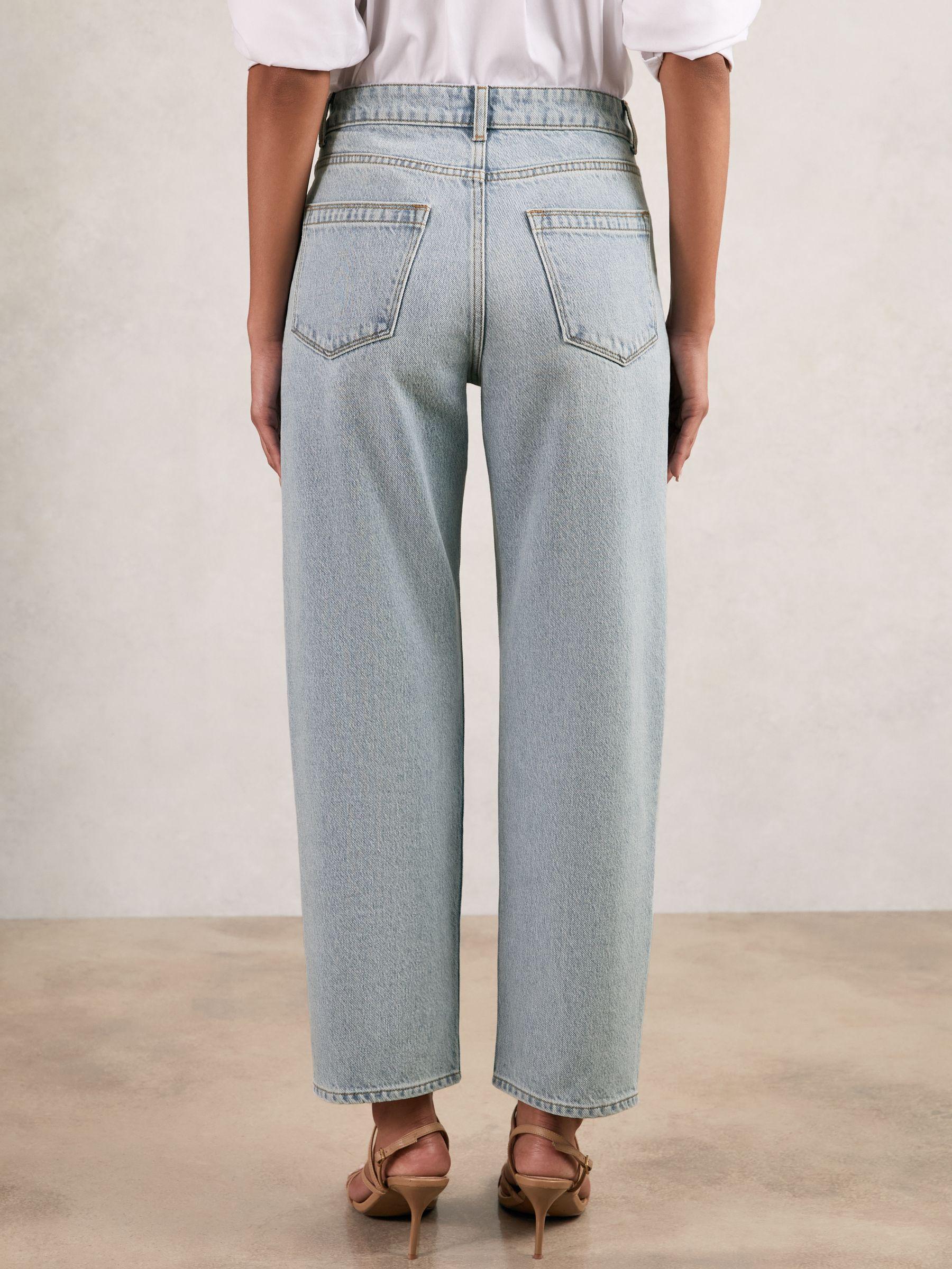 Button-Detail High-Rise Flared Jeans in Mid Blue Product Image