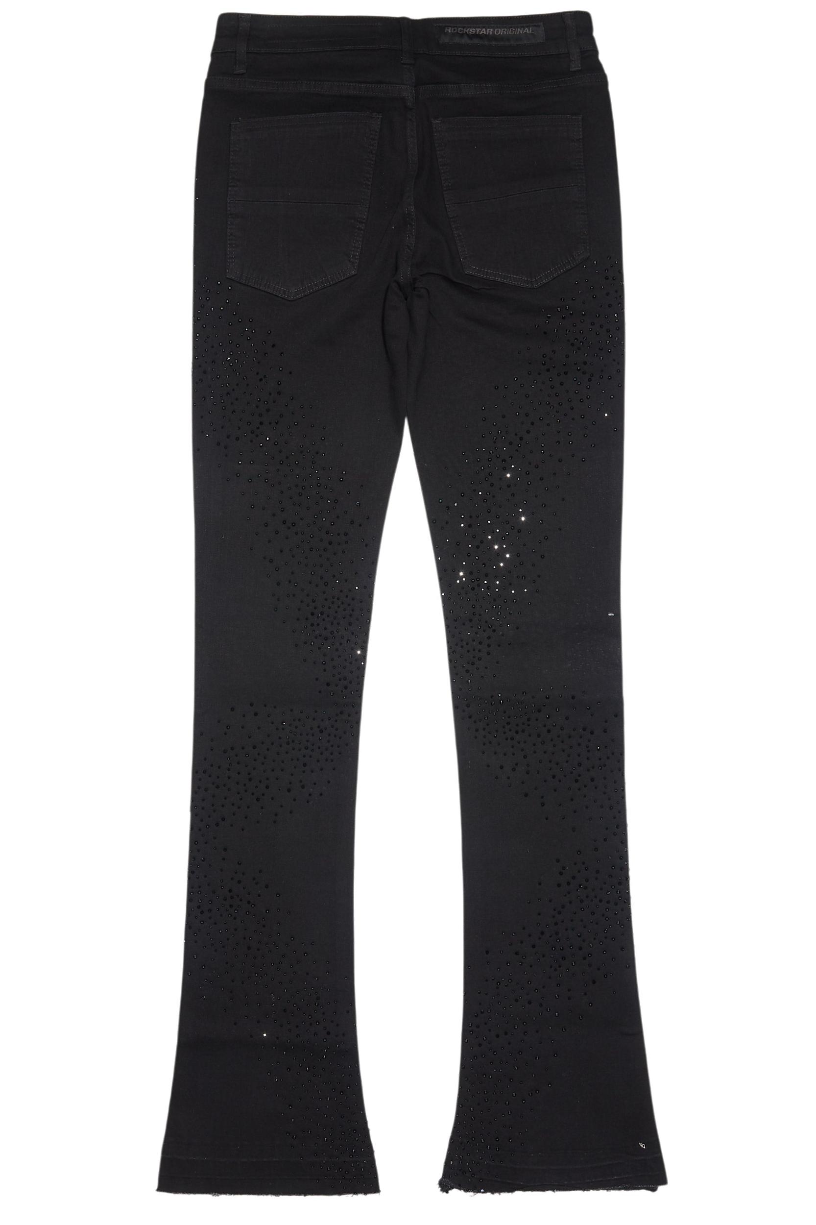 Carti Black Rhinestone Stacked Flare Jean Male Product Image