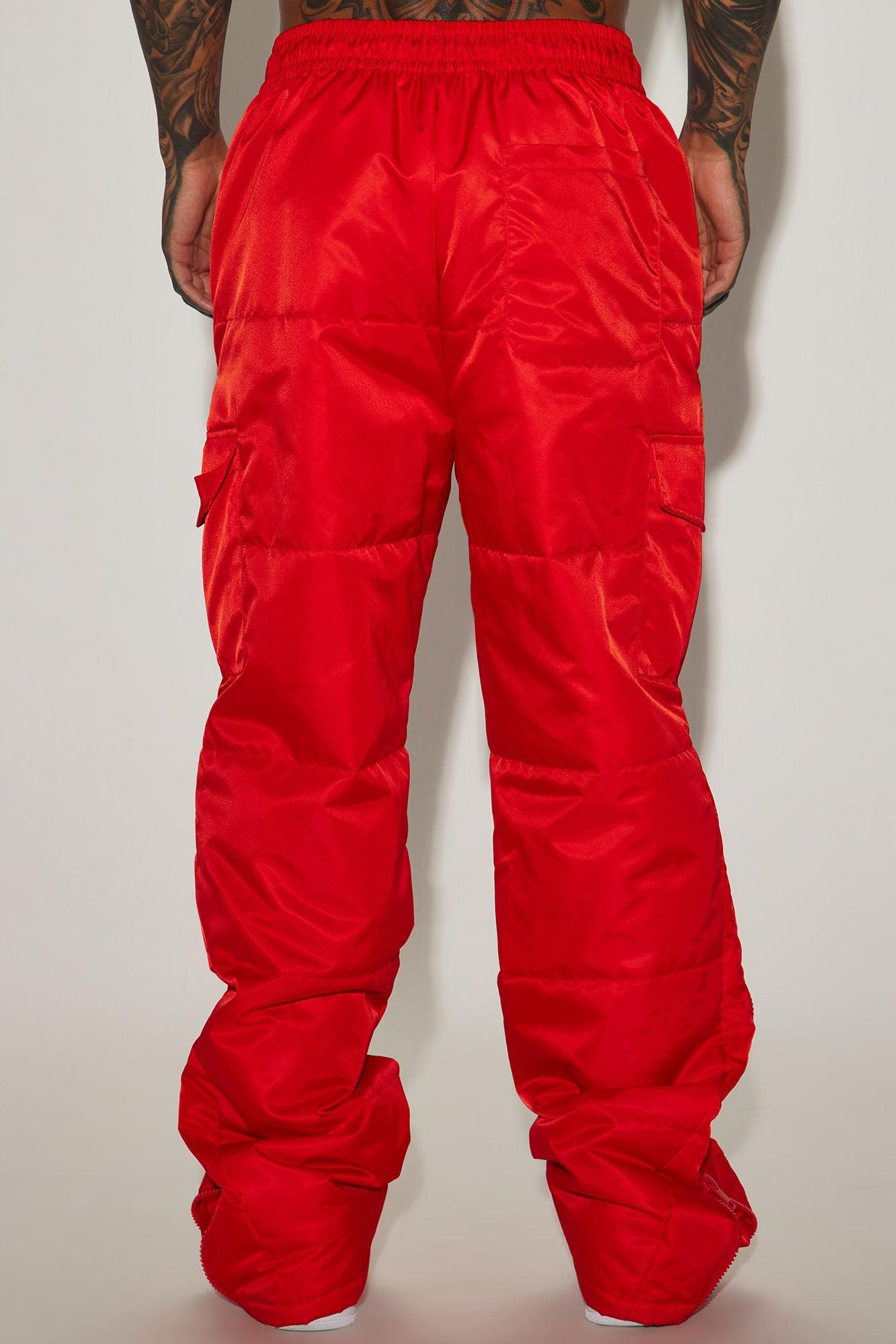 Ride With Me Baggy Padded Nylon Pants - Red Product Image