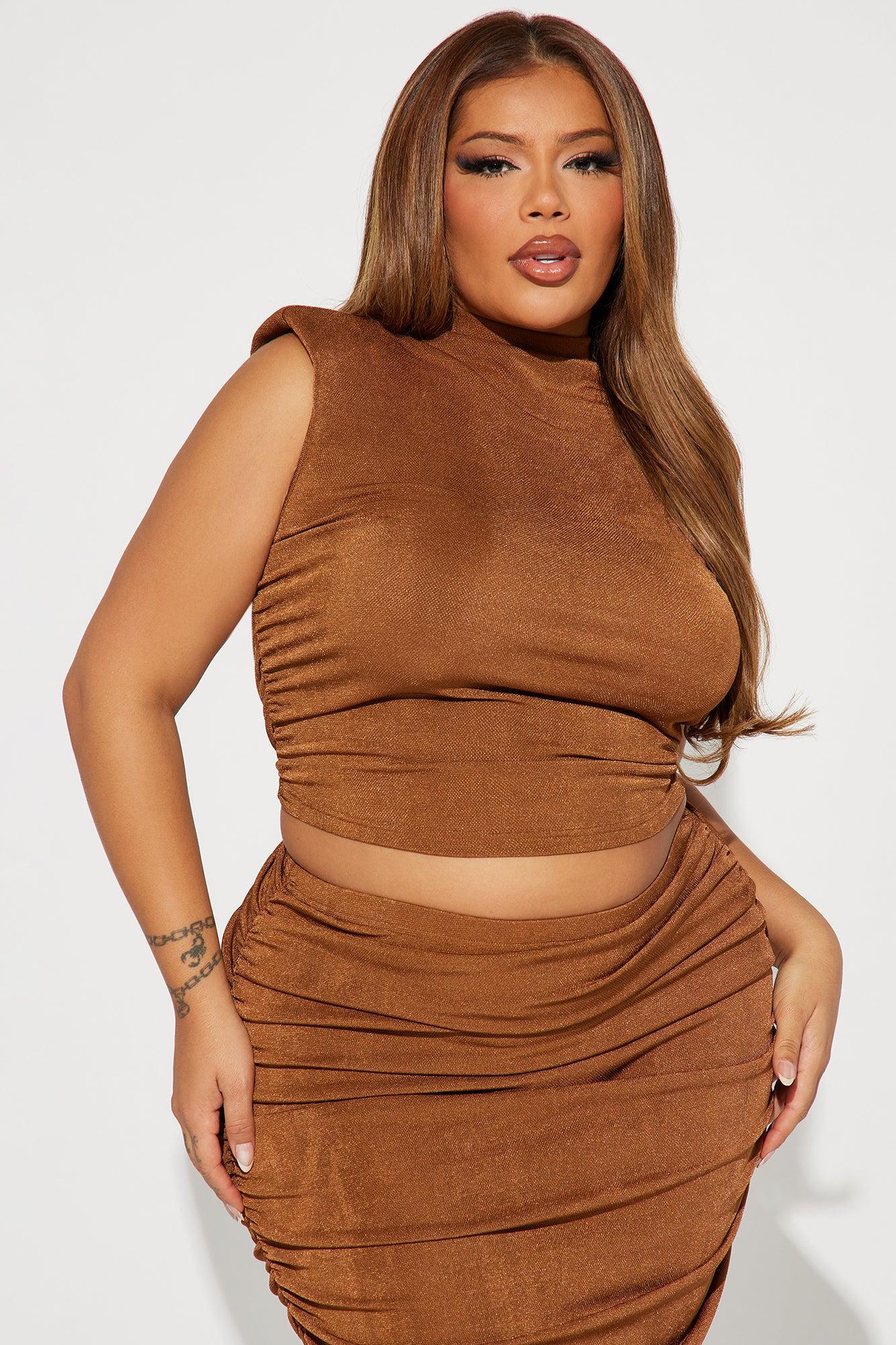 Kayline Slinky Skirt Set - Brown Product Image