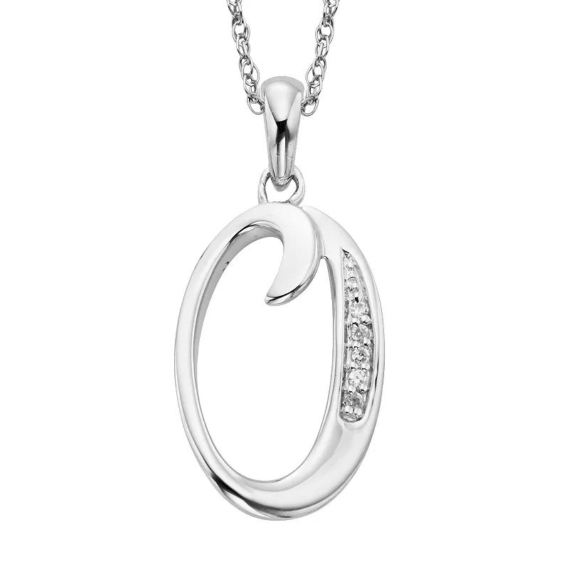 Sterling Silver Diamond Accent Initial Pendant, Women's,  Product Image