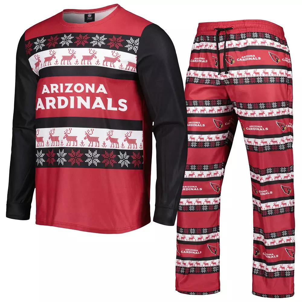 Men's FOCO Cardinal Arizona Cardinals Team Logo Ugly Pajama Set, Size: XL, Red Product Image