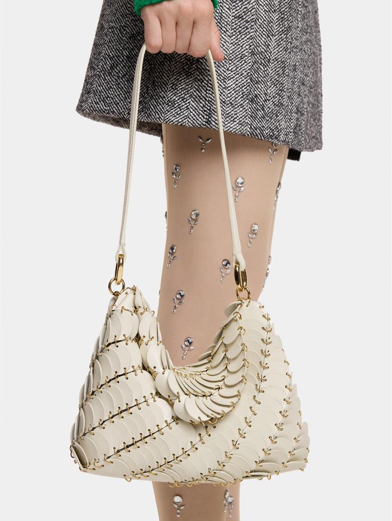 CREAM PACO SHOULDER CLUTCH IN CALFSKIN LEATHER Product Image