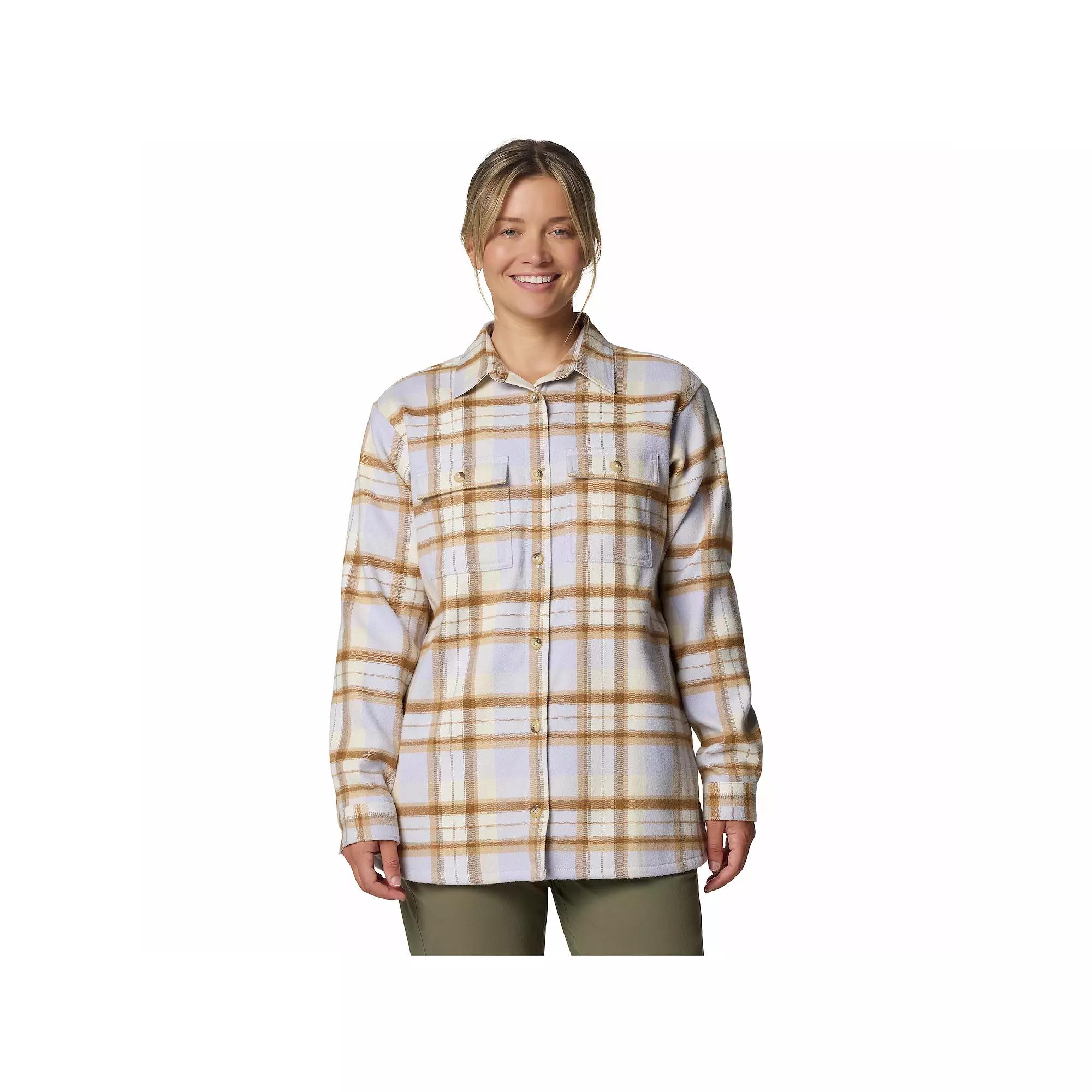 Women's Columbia Blue Point Creek Shirt Jacket, Size: Medium, Snowdrift Tartan Product Image