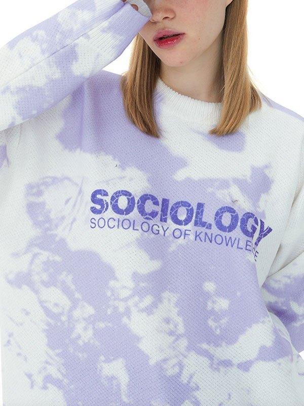 Tie Dye Letter Pattern Couple Sweater Product Image