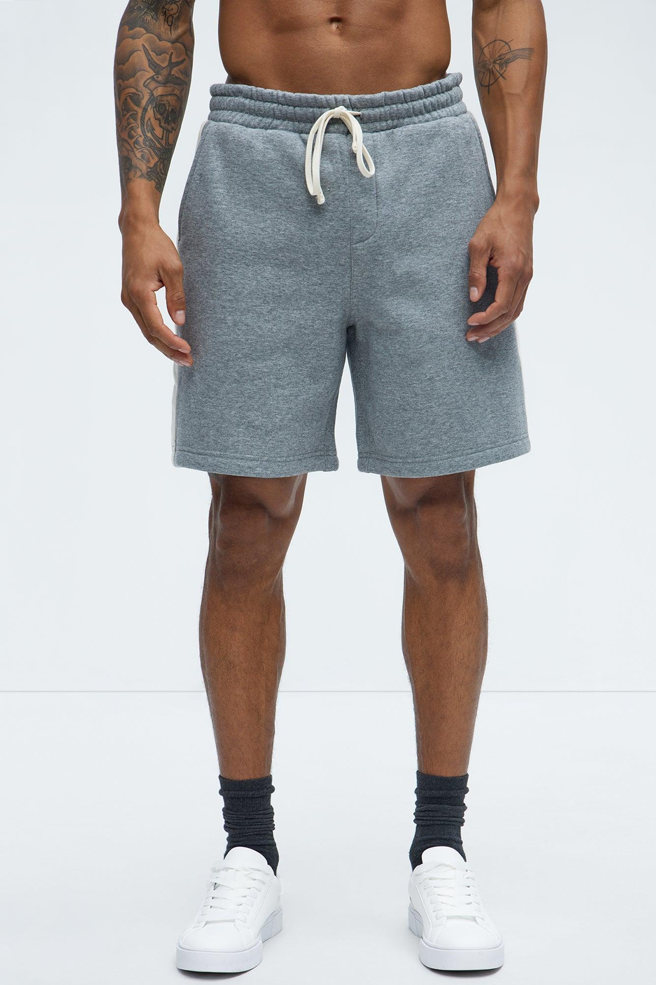 Tyson Oversized Heavyweight Striped Shorts - Heather Grey Product Image