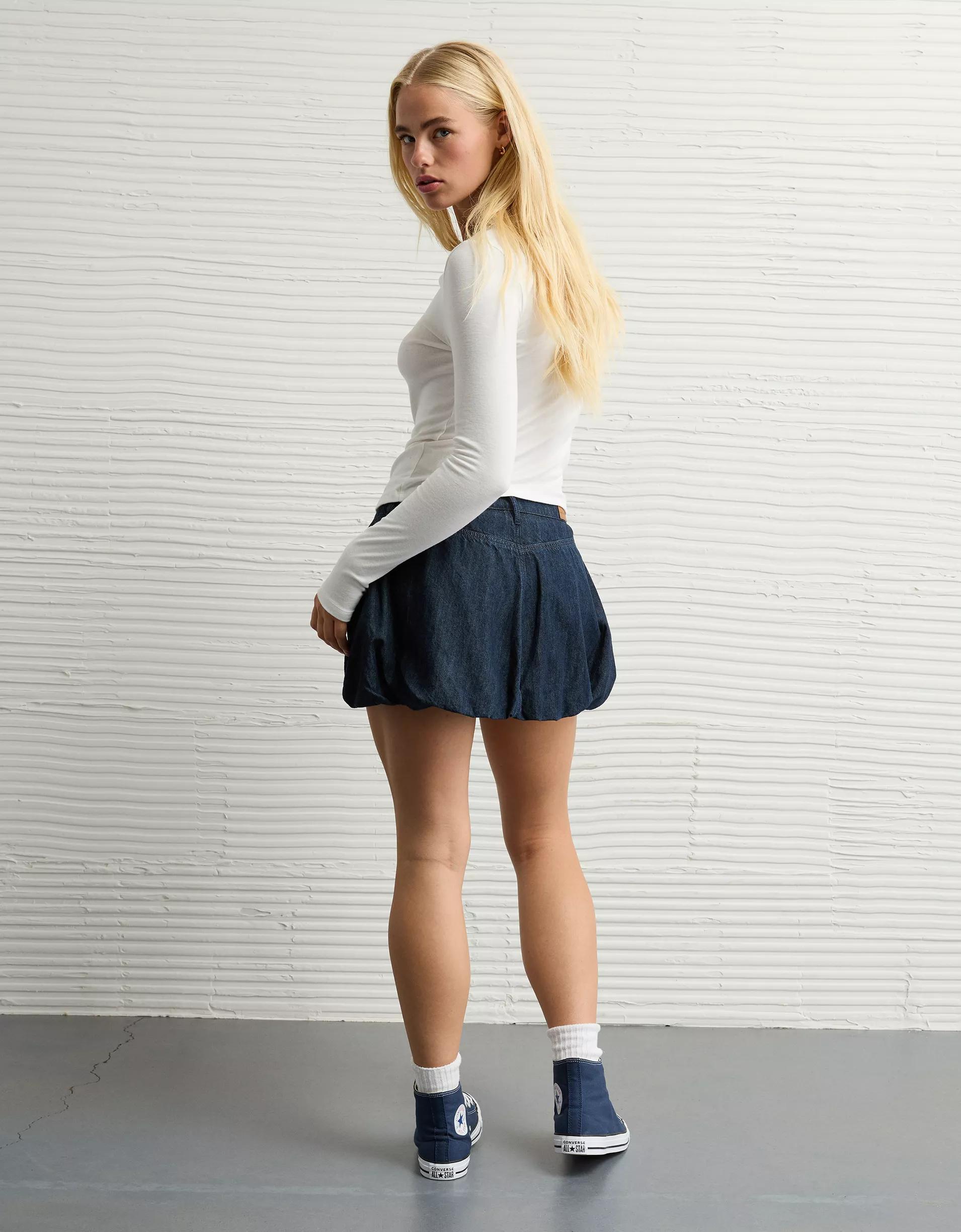 AE Stretch Denim Bubble Skirt Product Image